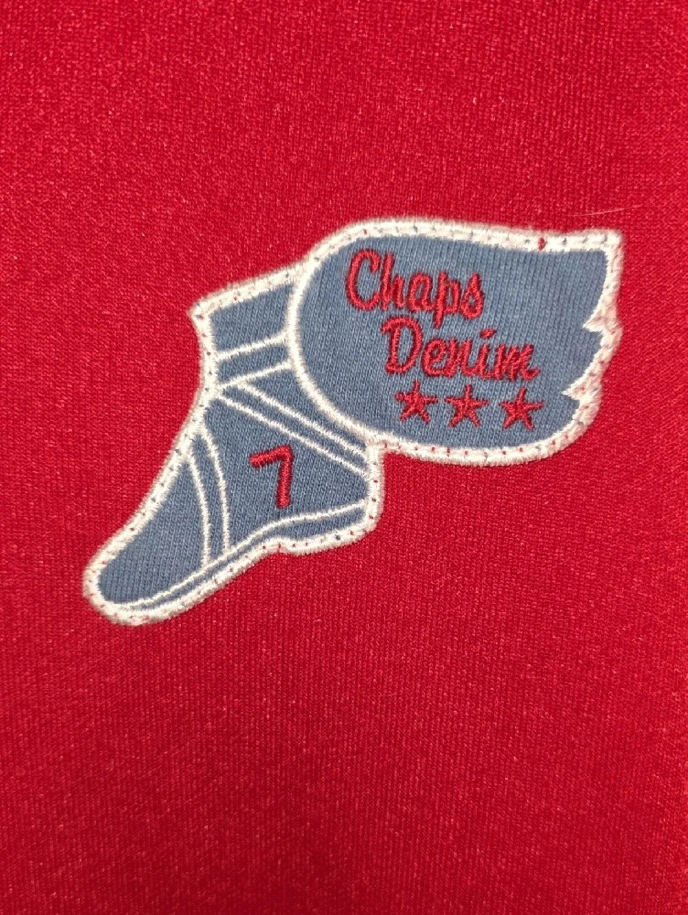 Vintage Chaps Red Track Jacket with Blue Trim and Embroidered Patch